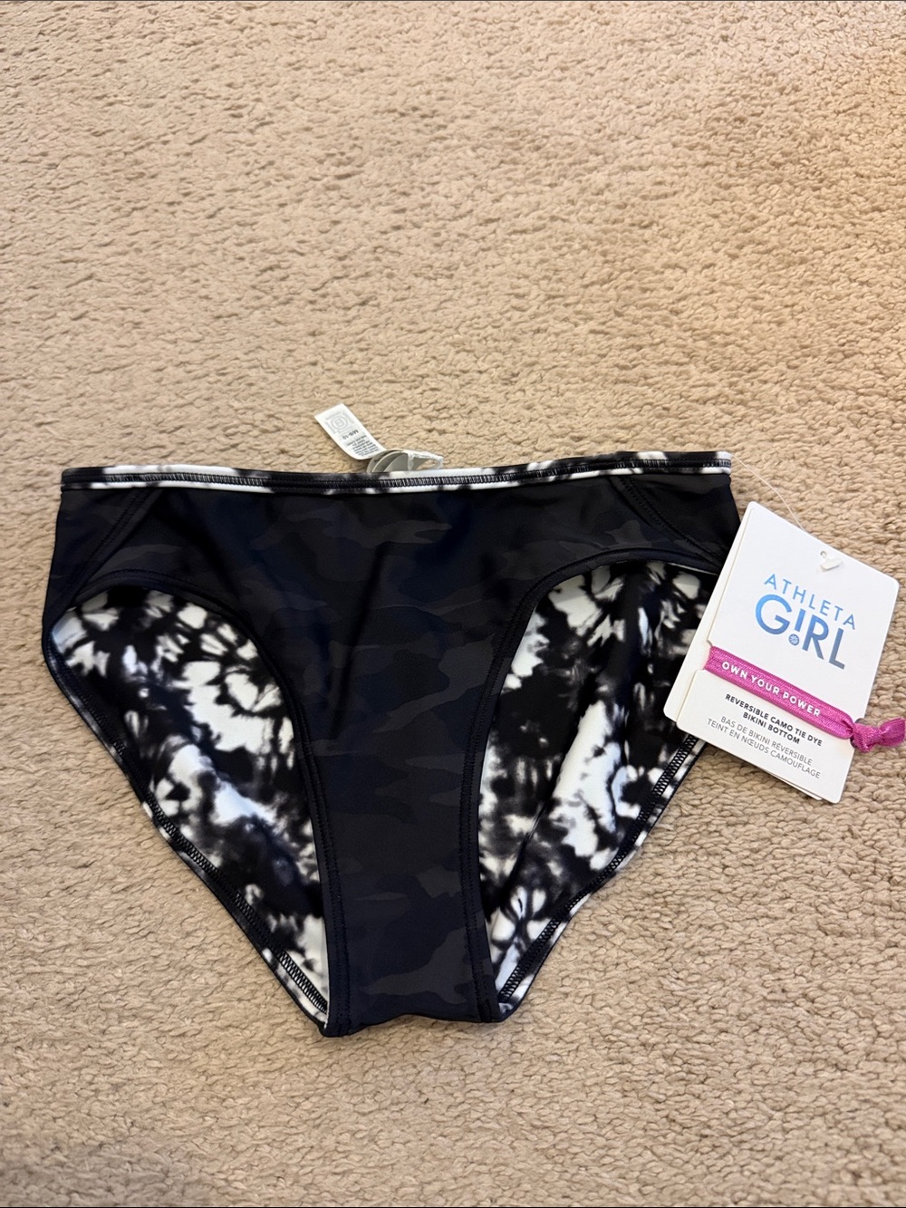 Athleta Girl Reversible Camo Tie Dye Bikini Bottom